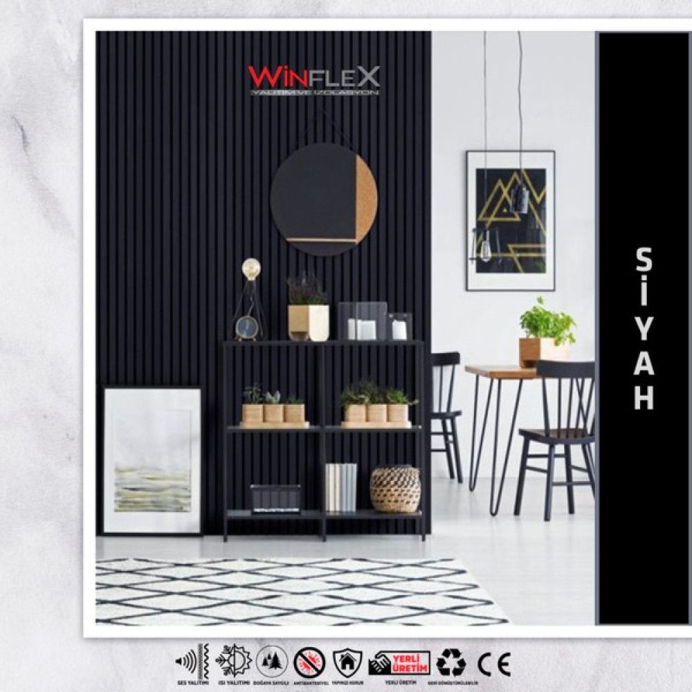 Winflex Winpanel Dekoratif Ahşap Duvar Paneli – Siyah Renk ( 50X240CM). - 50X240CM Ofis Mobilya Aksesuarları Fiyatı