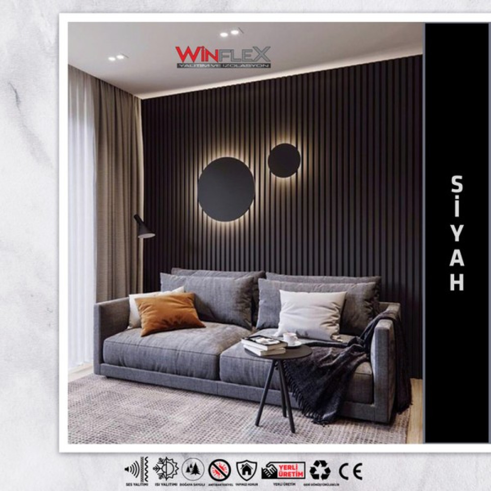 Winflex Winpanel Dekoratif Ahşap Duvar Paneli – Siyah Renk ( 60X240CM). - 60X240CM Ofis Mobilya Aksesuarları Fiyatı
