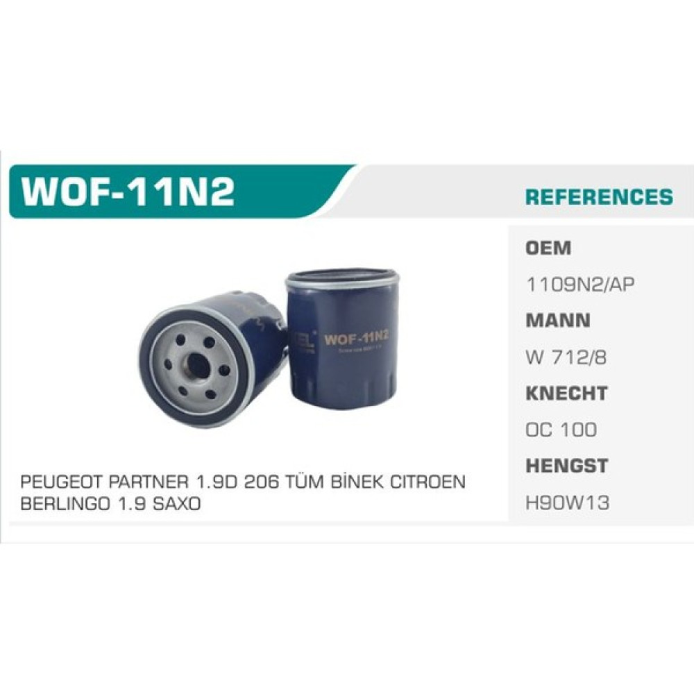Winkel Wof-11N2 Peugeot Tum Modeler Yağ Filtresi Oto Boyaları Fiyatı