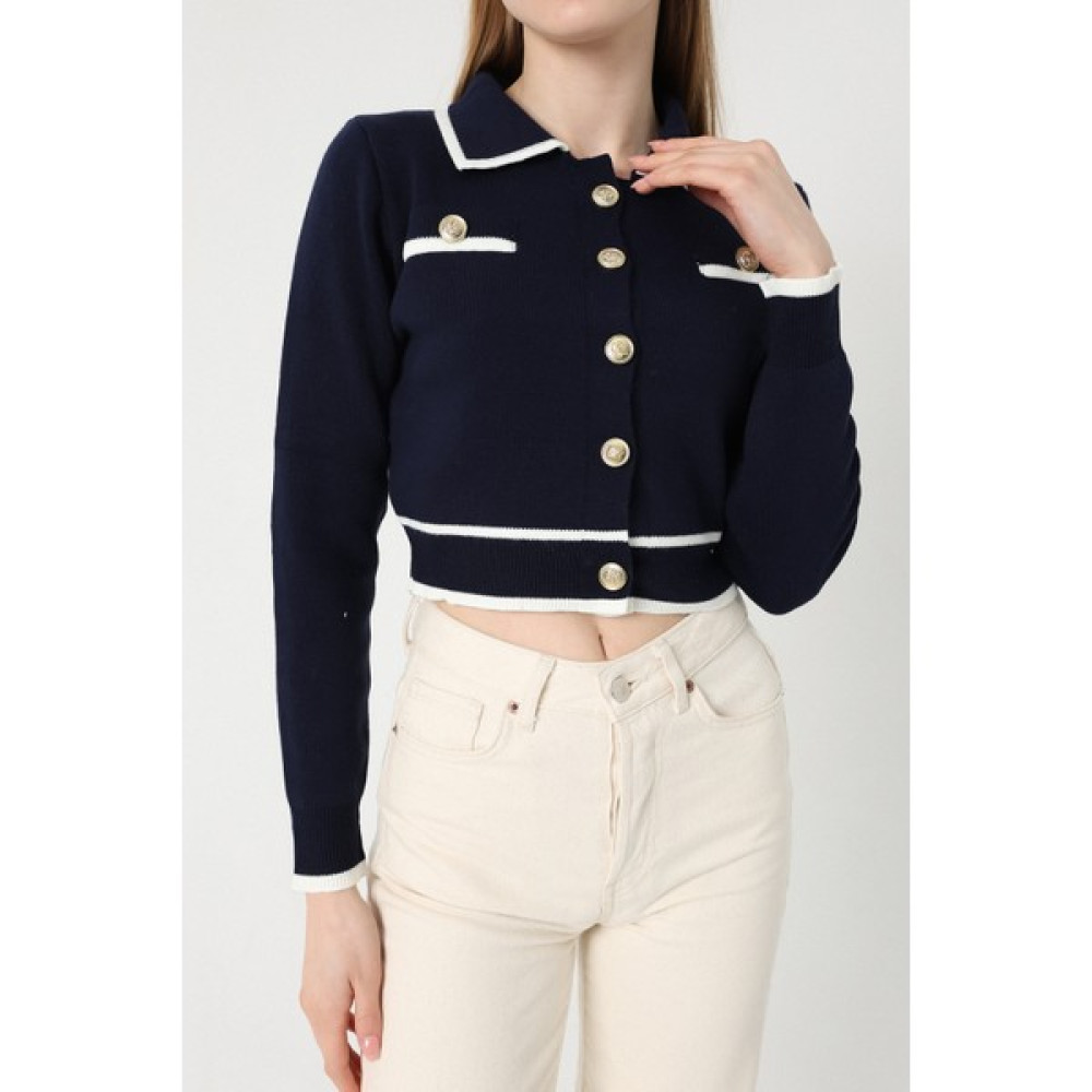Winter Club Kadın Polo Yaka Crop Hırka Kadın Hırka Fiyatı