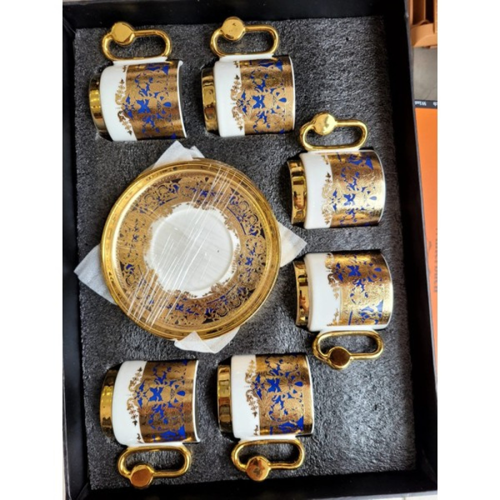 Winterbach 6 Kişilik 12 Parça Kahve Fincan Seti - Altın ve Mavi Zarafeti - Gold Oto Boyaları Fiyatı