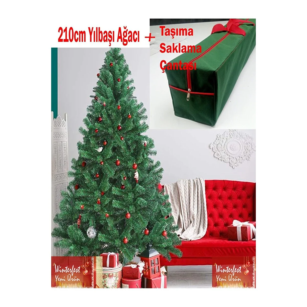 Winterfest Yılbaşı Çam Ağacı 210 Cm 800 Gür Dallı Ve Taşıma Çantalı Yılbaşı Ağacı Fiyatı