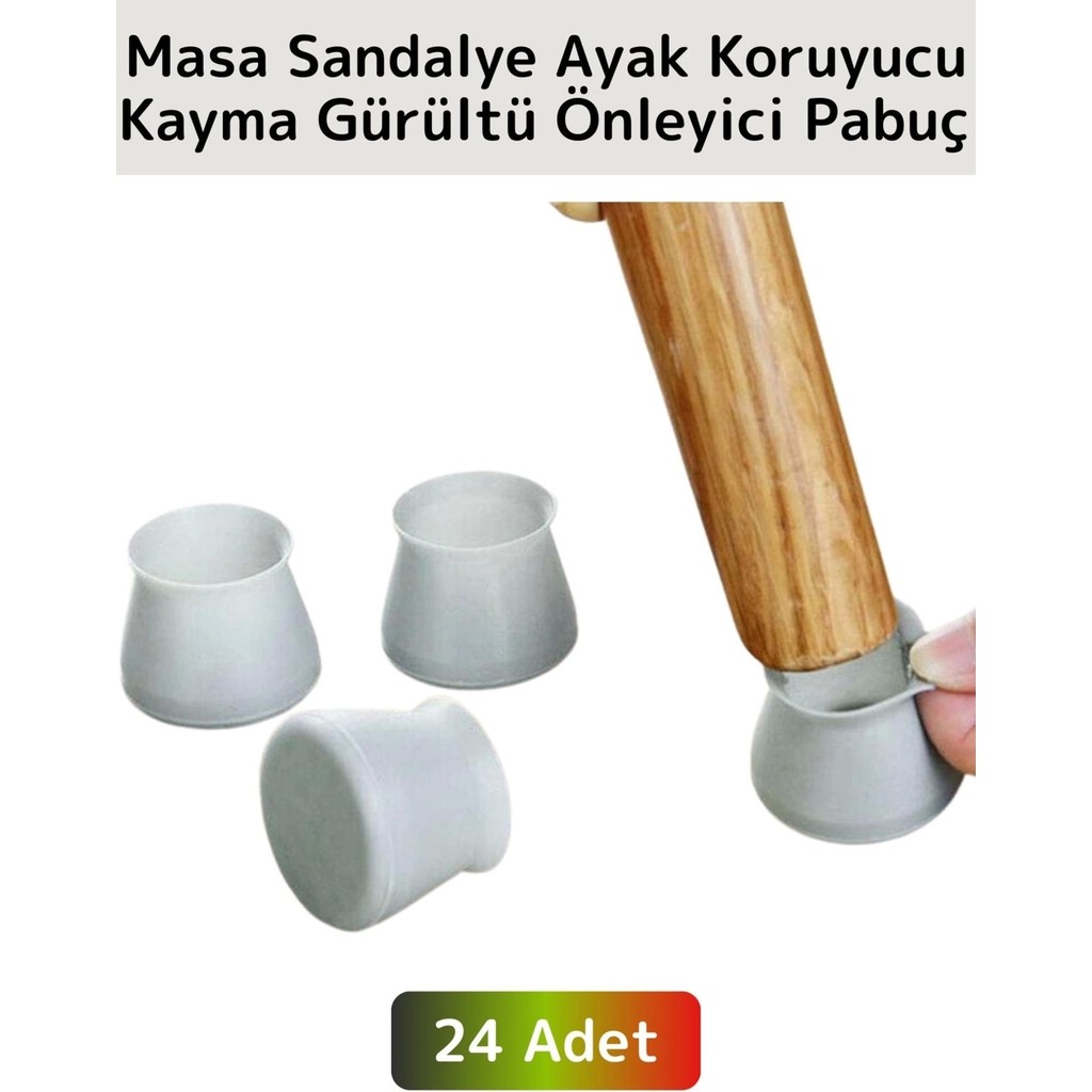 Wintoup Kayma Çizilme Gürültü Önleyici Mobilya Masa Sandalye Zemin Koruyucu Silikon Pabuç Ayak Kılıfı 24ADET Standart Sandalye Fiyatı