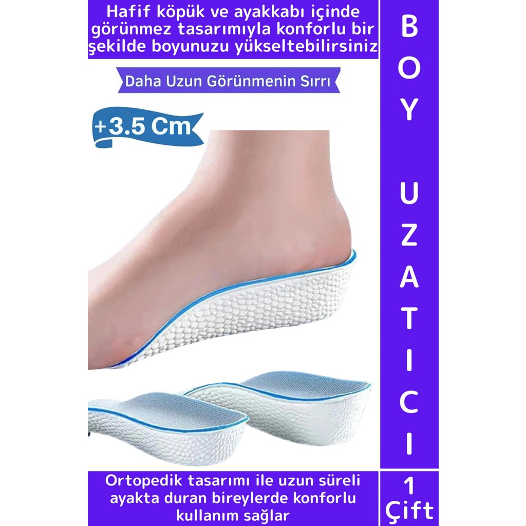 Wintoup Konforlu Bot Spor Ayakkabısı Kadın Erkek 3.5 cm Boy Uzatan Gizli Topuk Yükseltici Köpük Tabanlık - Standart - 1 Çift Ayakkabılar ve Çantalar Fiyatı