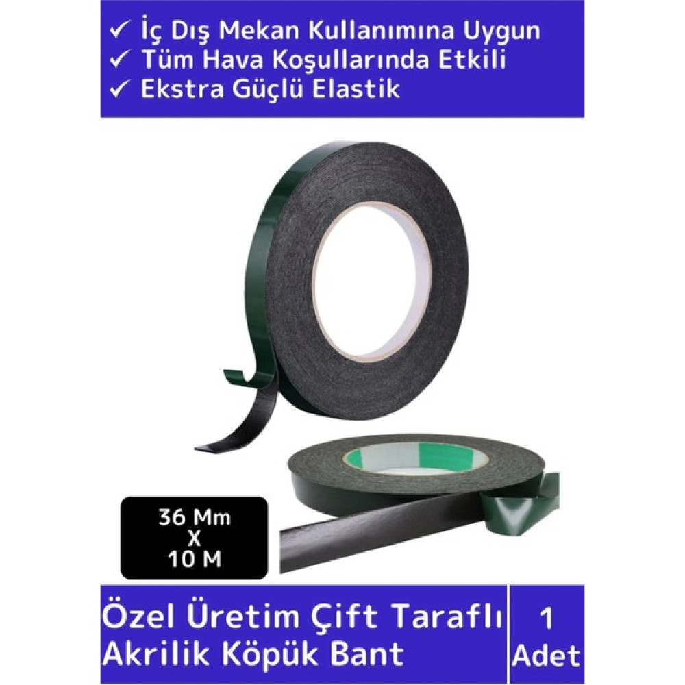 Wintoup Ultra Güçlü İz Bırakmaz Elastik Yapılı Çift Taraflı 36 mm - 10 Metre Akrilik Köpük Bant Oto Boyaları Fiyatı