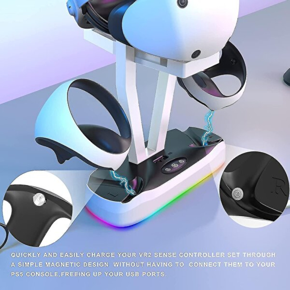 Winvik Ps Vr2 Şarj Istasyonu Manyetik Şarj Taban Ps Vr2 Stand Depolama Rafı Rgb Renk Işığı (Yurt Dışından) PlayStation 5 PS5 Oyunları Fiyatı