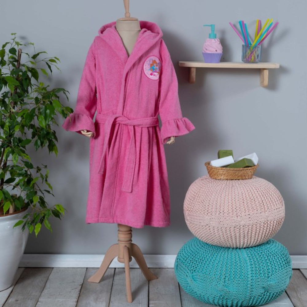 Winx by Karaca Home Bloom Pembe %100 Pamuk 4-6 Yaş Bornoz - 4 - 6 Yaş Bornoz Fiyatı