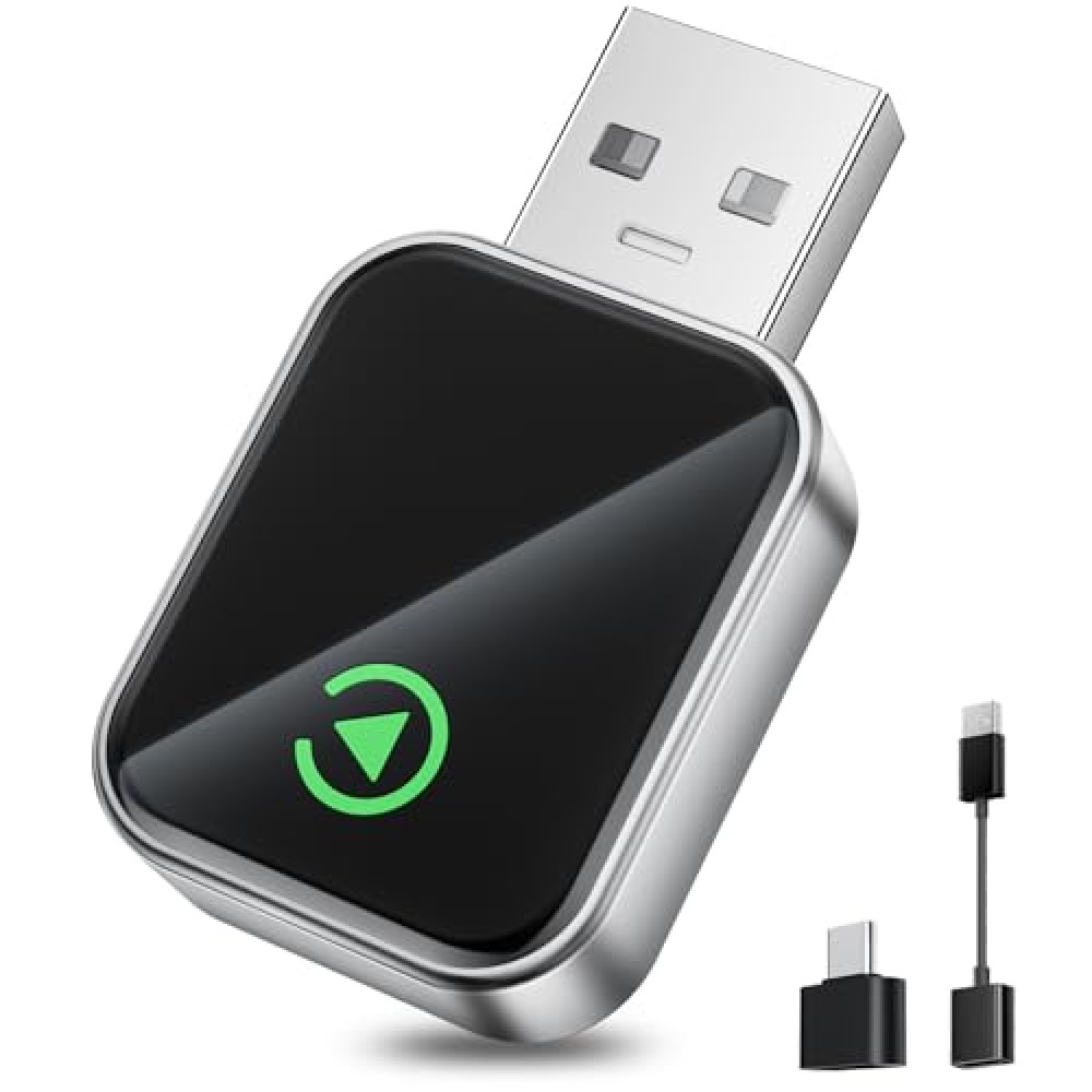 Wireless CarPlay Adapter (Instant Auto-Connect & No Delay) Plug and Play Mini Wireless Apple CarPlay Adapter for iPhone 6+/ Android 11+ & 2016+ Cars, Bluetooth 2.4GHz - WiFi 5.8GHz