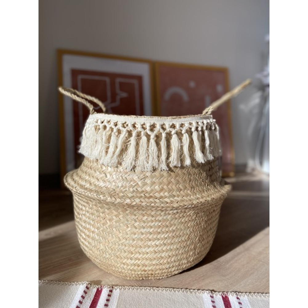 Wisha Natural Makromeli x Large Boy Katlanabilir Hasır Sepet Saksılık Saksı ve Aksesuarları Fiyatı