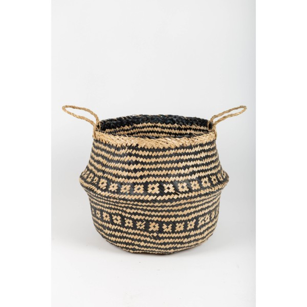 Wisha Natural Siyah Desenli x Large Boy Katlanabilir Hasır Sepet / Saksılık 40X36CM Saksı ve Aksesuarları Fiyatı