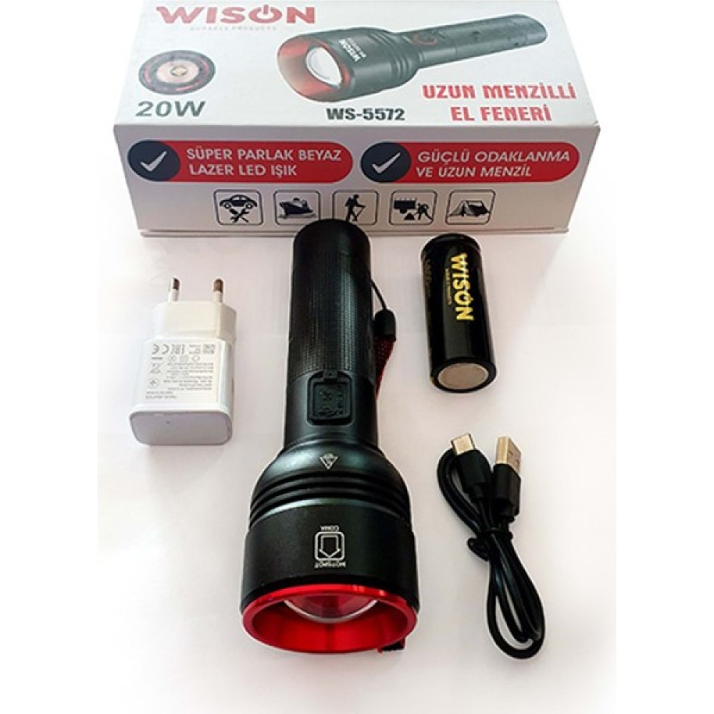 WISON WS-5572 20W Şarjlı Metal Uzun Menzilli Elfeneri Kamp Malzemeleri Fiyatı