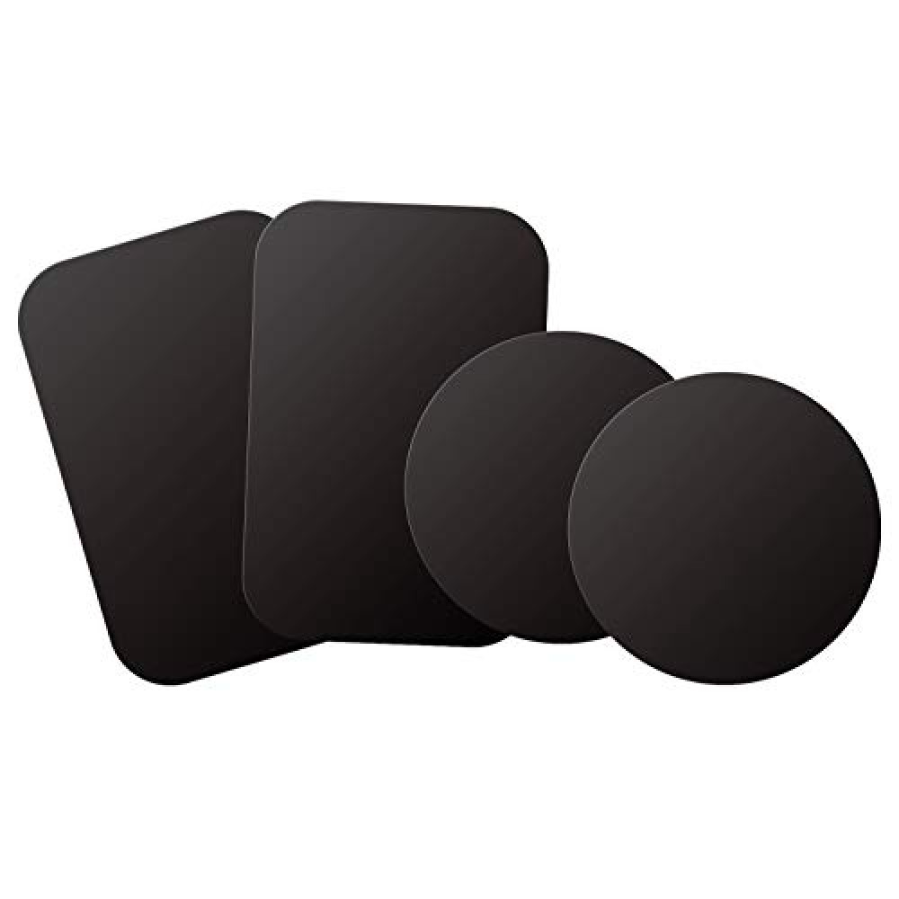 WixGear Phone Magnet Mount Metal Plate - 4 Pack 2 Rectangle and 2 Round with Adhesive - Magnet for Phone Case, Phone Magnets for Back of Phone - Compatible with Magnetic Mounts (Black)
