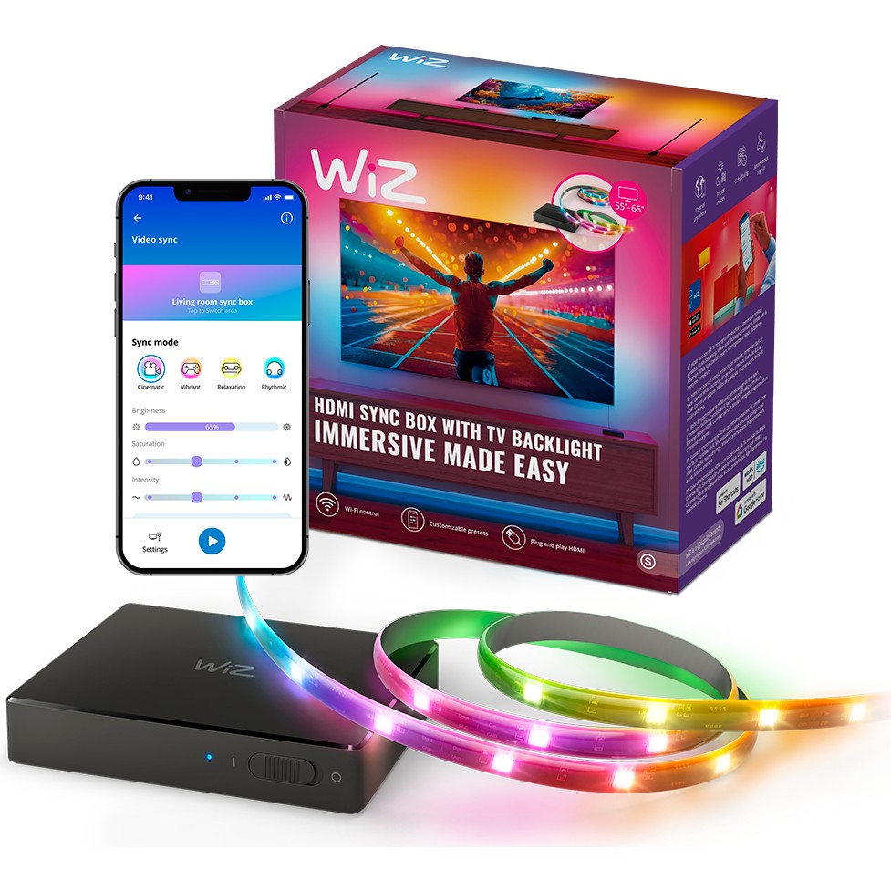 Wiz HDMI Sync Box Seti LED Ampul 8,7 W Güç Tüketimi Dahili LED Duy Tipi ile Renkli Işıklar - 55 ve 65 İnç Bilgisayar Çevirici ve Adaptörü Fiyatı