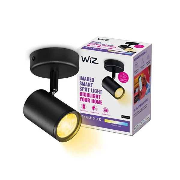 Wiz Imageo Siyah 1'li Spot Ayarlanabilir Beyaz Sarı Renk Akıllı Lamba Led Aydınlatmalar Fiyatı