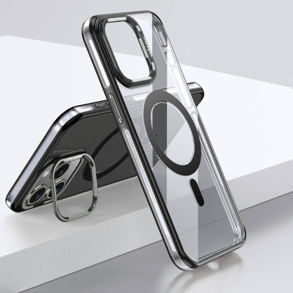 Wlons iPhone 15 Pro Uyumlu Kılıf Magsafe Şarj Özellikli Wlons Standlı Efsane Kapak Siyah Cep Telefonu Kılıfı Fiyatı