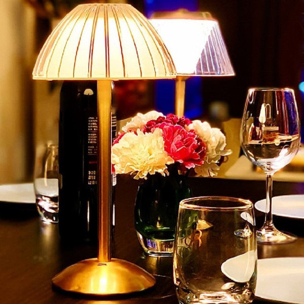 Wlue Şarjlı Dokunmatik Metal LED Restoran Bar Masa Lambası Yemek Masası Ambians Işığı Gece Lambası - Gold Masa Lambası Fiyatı