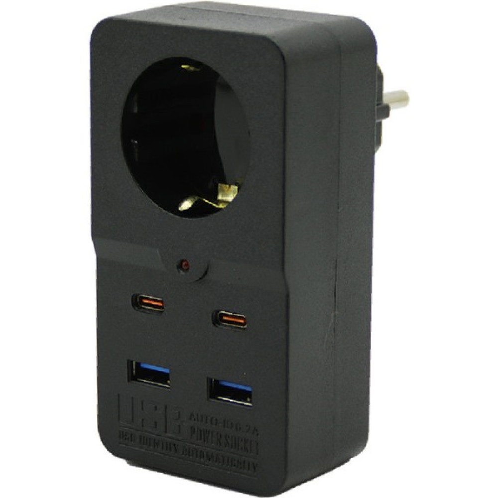 Wlue Termal Akım Korumalı USB 2.1A Priz Çocuk Korumalı 2 x Usb 2 x Type-C Tekli Priz 10A 2500W - Siyah Prizler Fiyatı