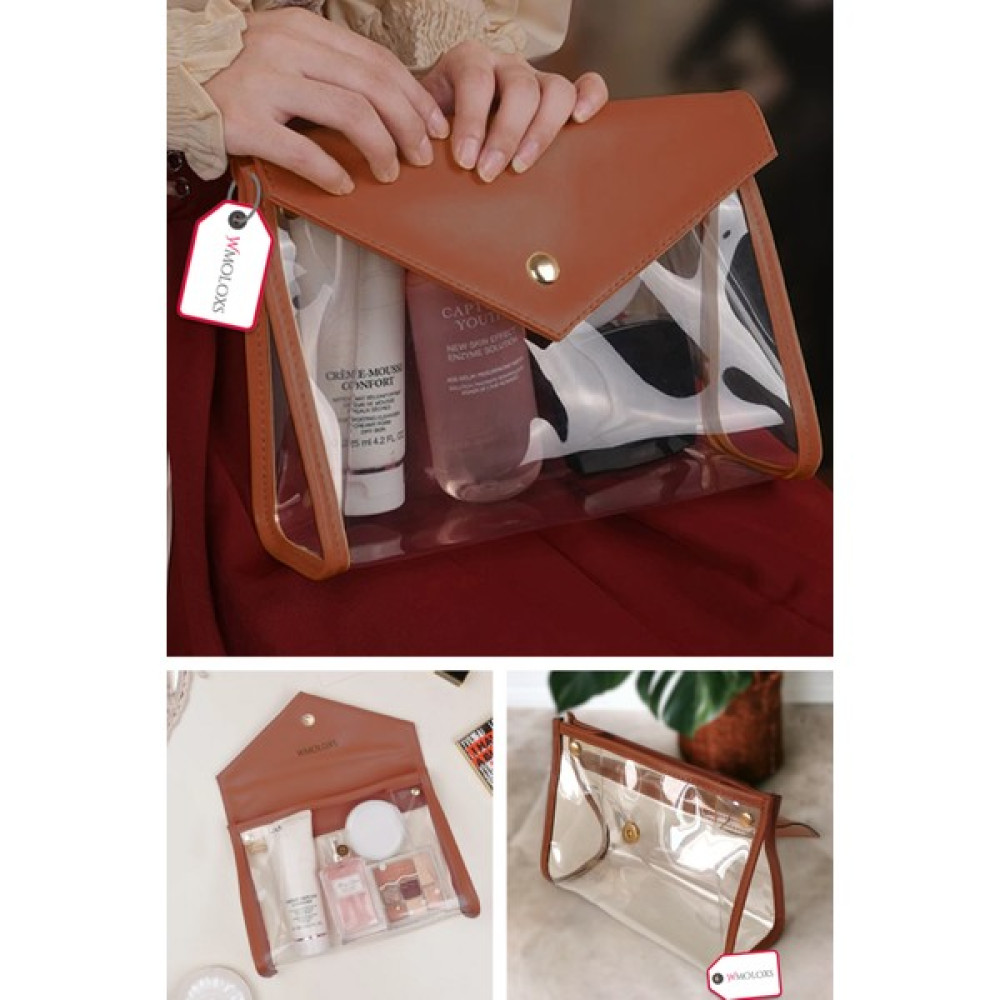 Wmoloxs Şık ve Zarif Şeffaf Makyaj Çantası Kozmetik Düzenleyici Organizer Clutch Portföy Kadın El Çantası Kahverengi Makyaj Fırça ve Aksesuarları Fiyatı