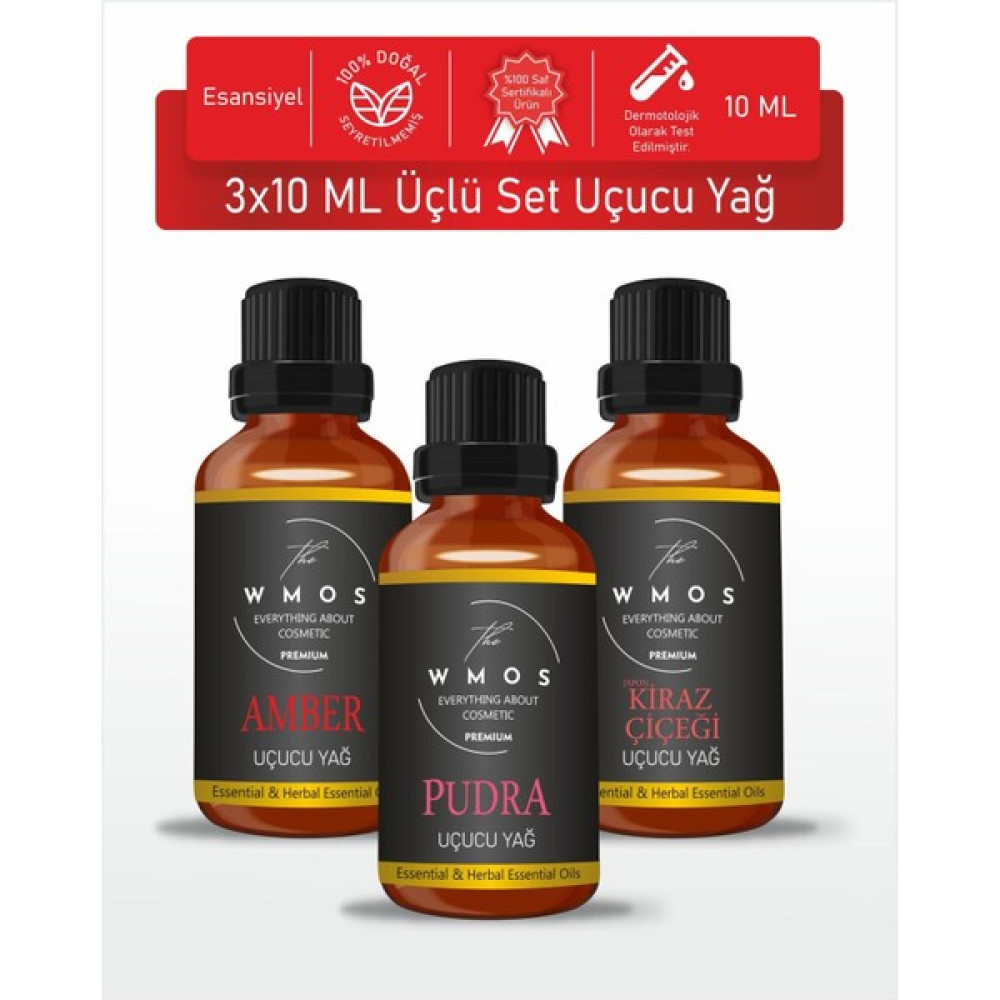 Wmos 3'lü Set-1 Uçucu Yağ 100 % Saf Esansiyel Uçucu Yağ Aromaterapi Yağı Oda Kokusu Buhurdanlık 3X10 Oda Kokusu Fiyatı
