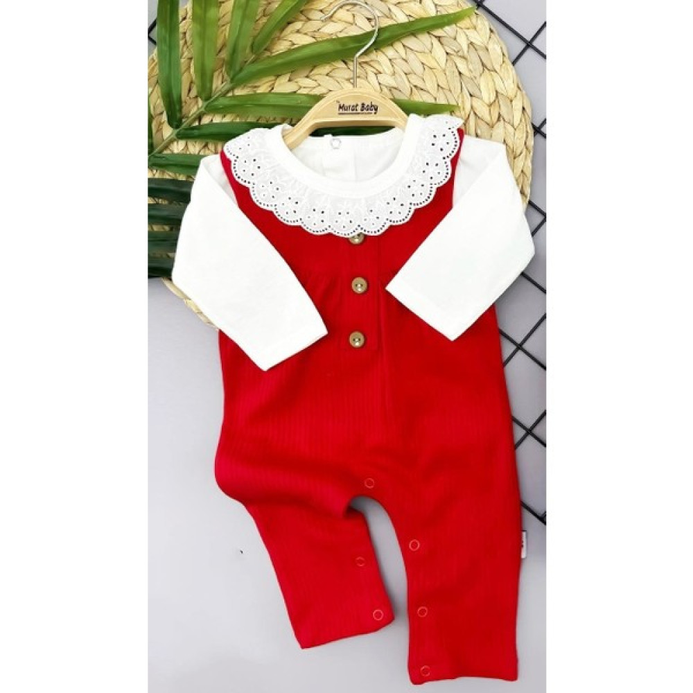 WNQA Bebek Yakası Güpürlü Badili Salopet Takım Bebek Giysi Takım Fiyatı
