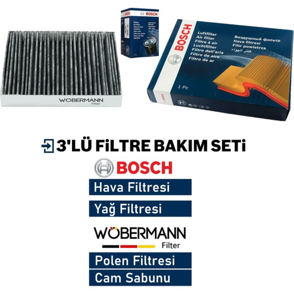Wöbermann Wöbermann+Bosch Kia Rio 1.5 Crdi Filtre Bakım Seti 2005-2011 3k Oto Filtre Grubu Fiyatı