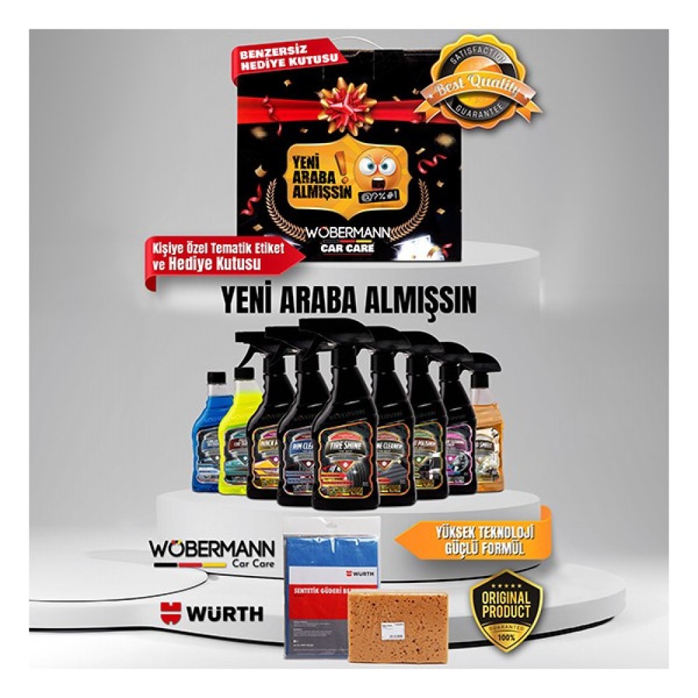 Wöbermann Wöbermann+Würth Yeni Araba 11'li Araba Oto Yıkama Temizlik Bakım ve Hediye Seti Oto Bakım & Temizlik Ürünleri Fiyatı