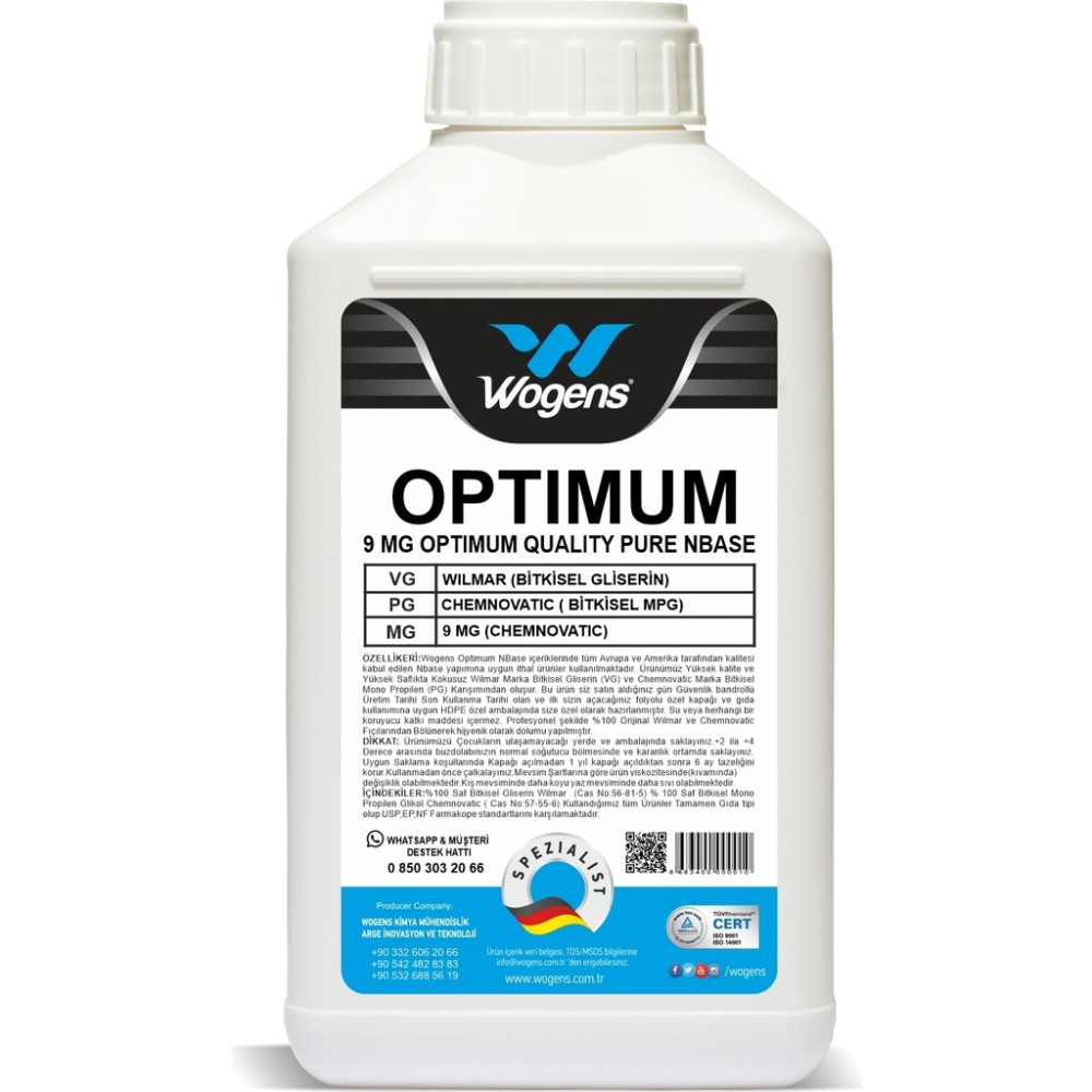 Wogens 500 ml  Optimum Saf Gliserin Propilen Glikol Vg Pg Base Nbase 9 Mg - 500 gr Oto Boyaları Fiyatı