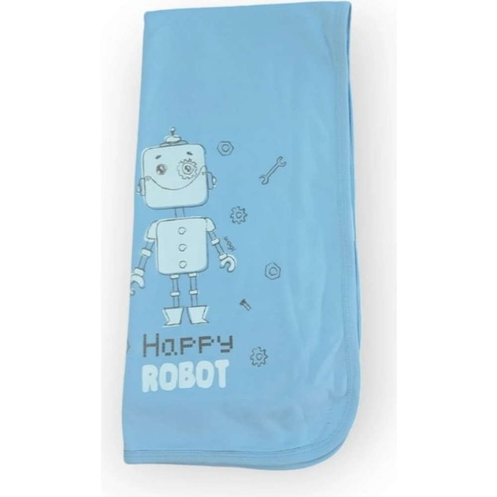 Wogi Happy Robot Battaniye - Bebe Mavi Bebek Battaniyesi Fiyatı