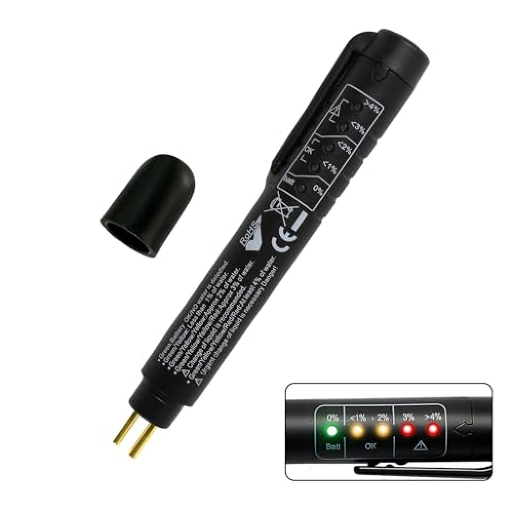 Wogomz Brake Fluid Liquid Tester Pen, DOT 3 DOT 4 DOT 5.1 Brake Fluid Liquid Tester with 5 LED Indicators, Car Diagnostic Testing Tool, Universal Fluid Liquid Oil Analyzer