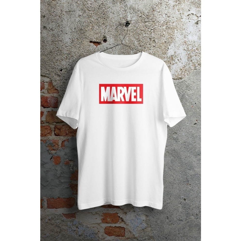 Wolfers Outdoors Wolfers- Marvel Logo Beyaz Unisex Tshirt 2XL Beden Bayan T-shirt Fiyatı
