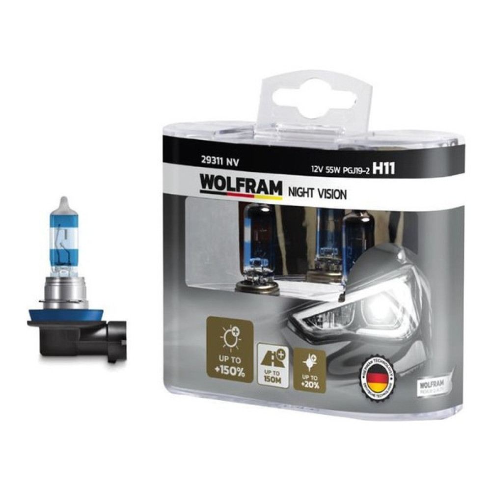 Wolfram Ampul 12v H11 55 Pgj19-2 Night Vision 150 Fazla 20 Beyaz İsik Wolfram 29311 Nv Oem Far Ampülü Fiyatı