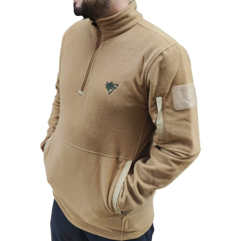 Wolftrap Tactical Bej Renk Sıcak Tutan Çeyrek Fermuarlı Polar Kazak, 2 Cepli Yumuşak Sweatshirt Ayakkabı (Outdoor) Fiyatı