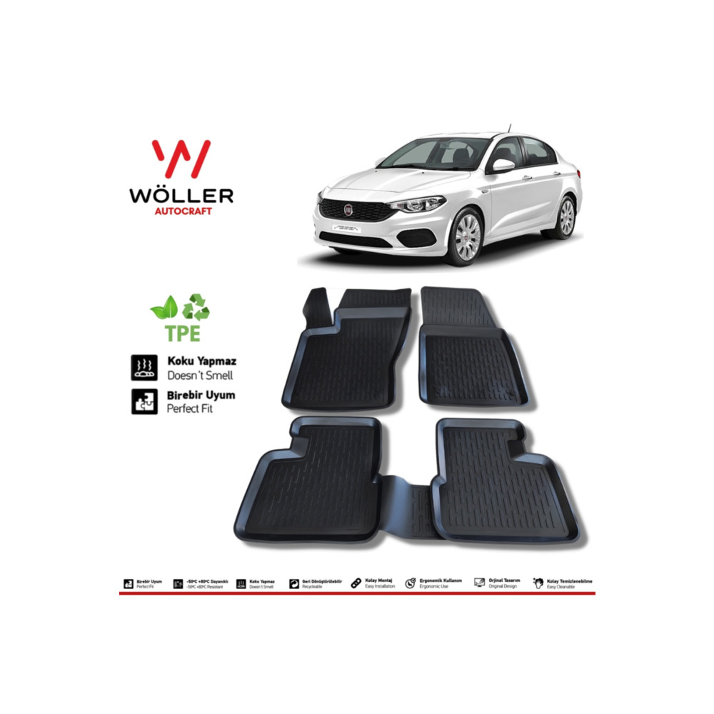wöller Fiat Egea Paspas 2015 2024 Arası 3d Havuzlu Paspas Otomobil Paspasları Fiyatı