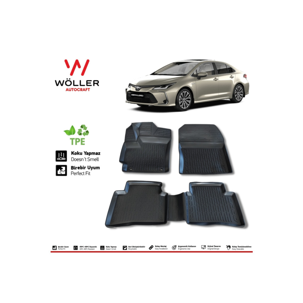 wöller Toyota Corolla Paspas 2019 Sonrası 3d Havuzlu Paspas Otomobil Paspasları Fiyatı