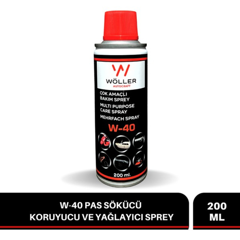 Wöller W40 Pas Sökücü Koruyucu Yağlayıcı Sprey Çok Amaçlı Bakım Spreyi 200 ml Bakım Spreyleri Fiyatı