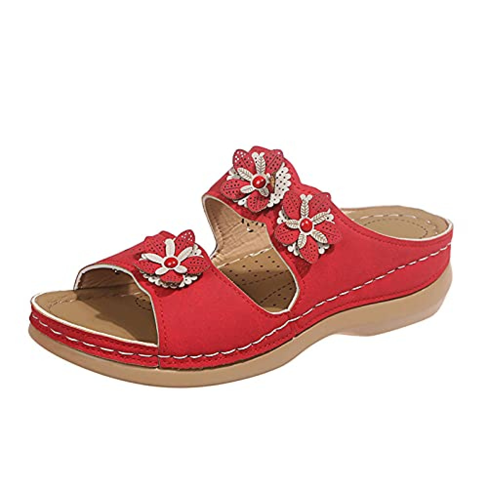 Women's Sandals Ladies Clip Toe Wedges Thong Shoesfor Woman2021 Fashion Embroidery Platform Buckle Casual Female Beach Shoes