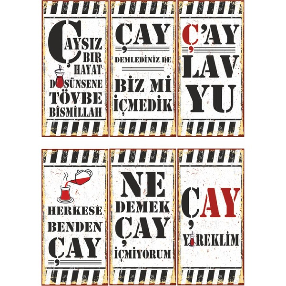 Wonder Like 10*20 Çay Sözleri Duvar Yazıları Mutfak Kafe Bar Dekorasyon 6lı Mini Retro Ahşap Poster Seti - 20 x 30 cm - Renkli Poster Fiyatı