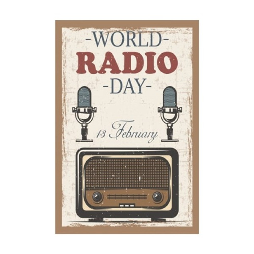 Wonder Like Dünya Radyo Günü Retro Vintage Ahşap Poster - 20 x 30 cm - Renkli Poster Fiyatı