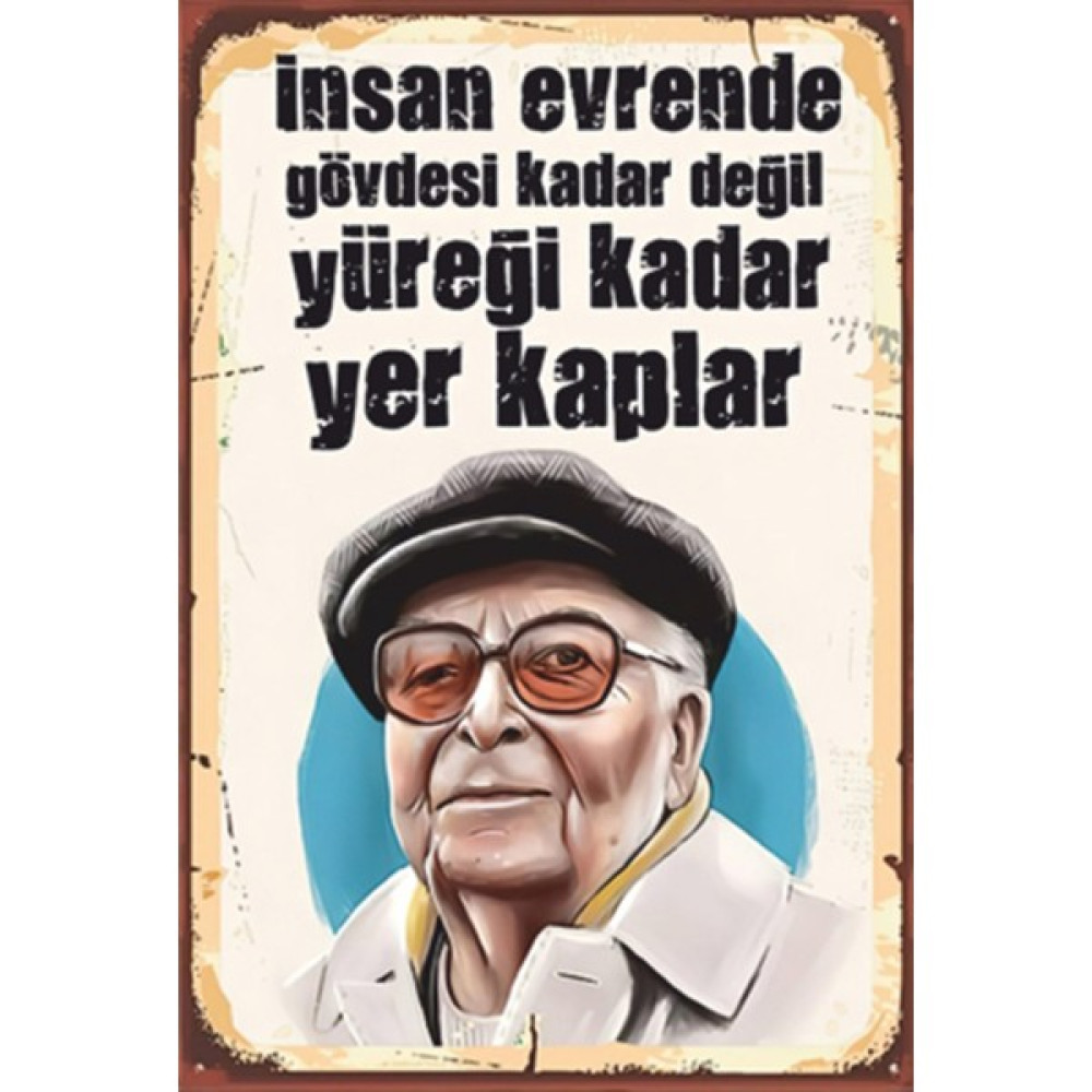 Wonder Like Yaşar Kemal Retro Ahşap Poster 10*20 cm - 20 x 30 cm - Renkli Poster Fiyatı
