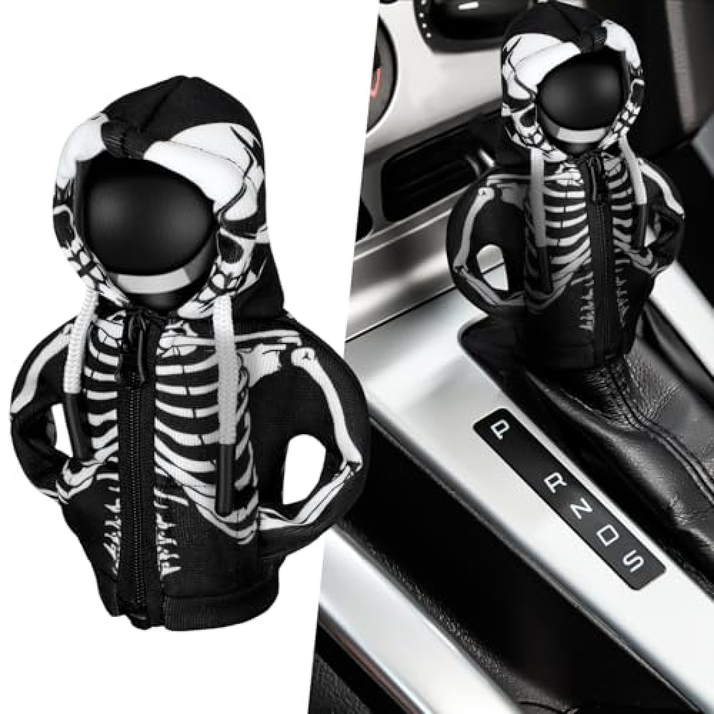 Wonderjune Car Gear Shift Hoodie Decoration Funny Gear Shift Cover Christmas Halloween Mini Universal Shift Knob Hoodie Cover for Automotive Car Interior Accessories Gadgets Gift
