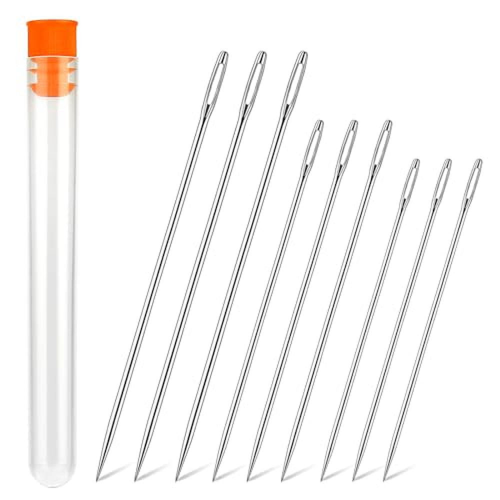 WONVOC Long Sewing Needles, 9 Pcs & 3 Sizes-4.9/5.9/6.9'' Stitching Needles, Hand Sewing Needles for Stitching and Crafting Projects, Carpet, Cushion, Curtain