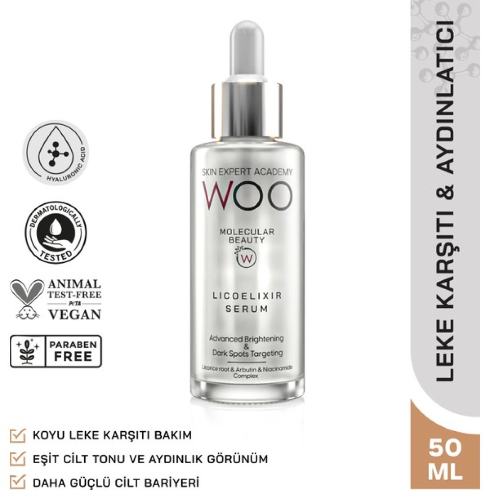 Woo Skin Expert Academy Licoelixir; Leke Karşıtı, Koyu Leke Karşıtı , Aydınlatıcı ve Eşit Cilt Tonu Etkili Bakım Serumu 50ml (Arbutin, Licorice Ro... Leke Kremi Fiyatı
