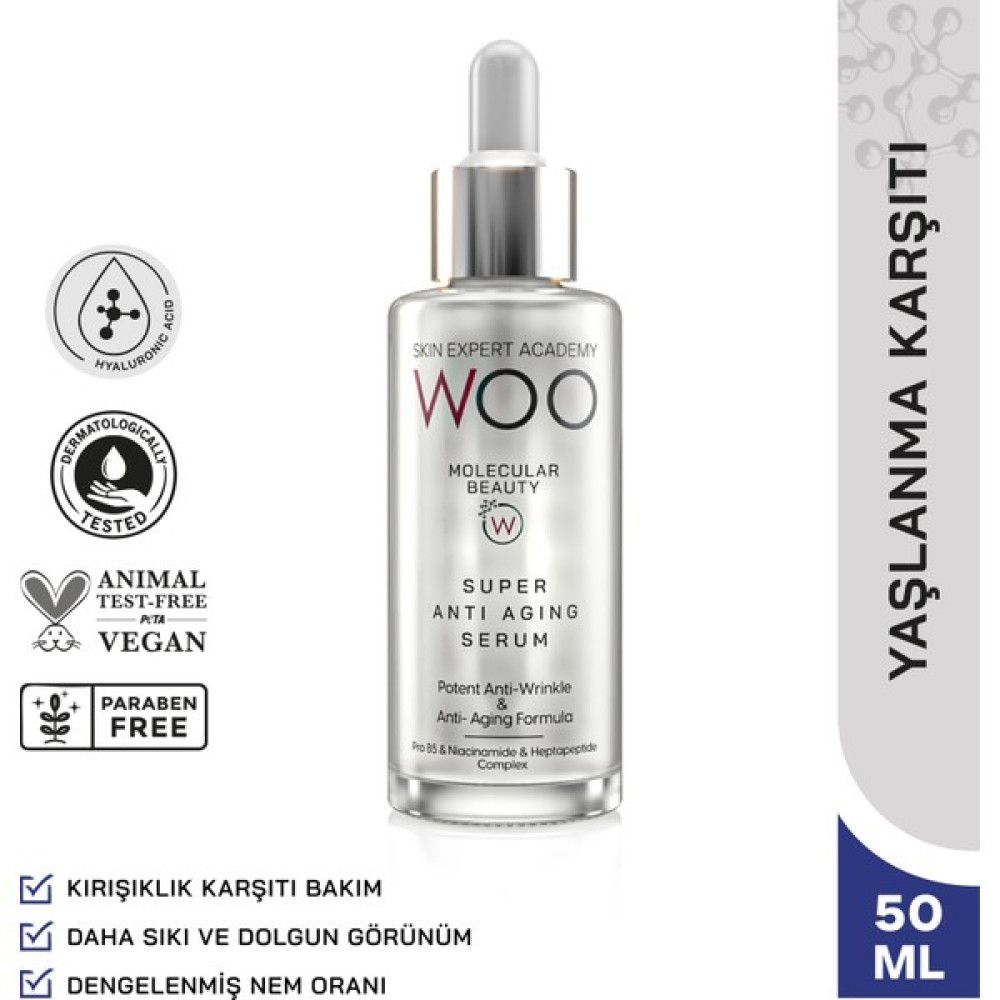 Woo Skin Expert Academy Super Anti Aging; Yaşlanma ve Kırışık Karşıtı HexaPeptide Dolgunlaştıcı Bakım Serumu 50ml Peptide Komplex Sarkma Karşıtı Anti-Aging / Yaşlanma Karşıtı Fiyatı