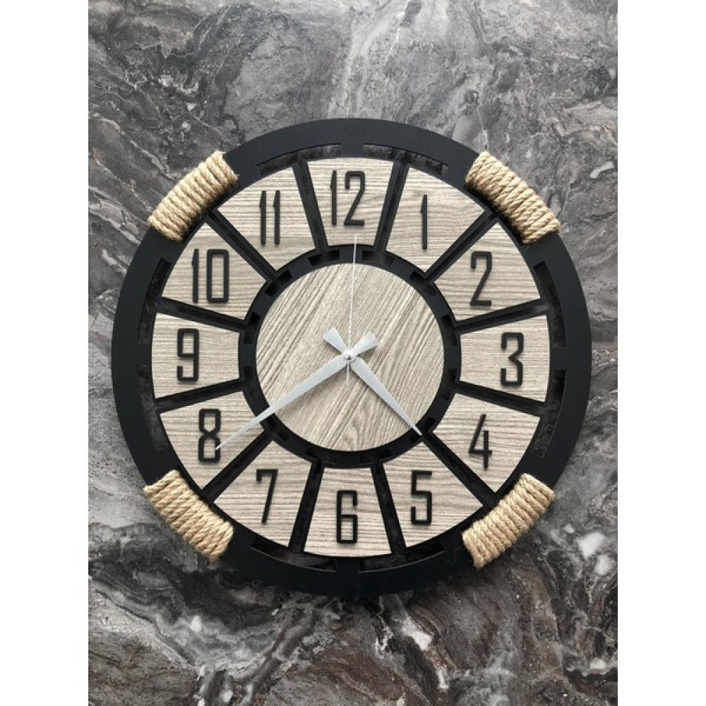 Wood 14 Dizayn Ahşap- Halat Ipli Saat - 11,5 x 7 cm - Siyah Dekoratif Saat Fiyatı