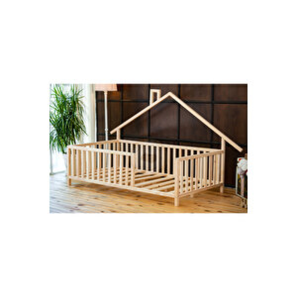 Wood and Montessori Montessori Çatılı Ahşap Çocuk Yer Yatağı 60x120 cm Bebek Karyolası Fiyatı