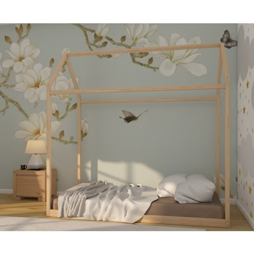 Wood and Montessori Montessori Çatılı Yer Yatağı - Ahşap - 100 x 200 cm Karyola Fiyatı