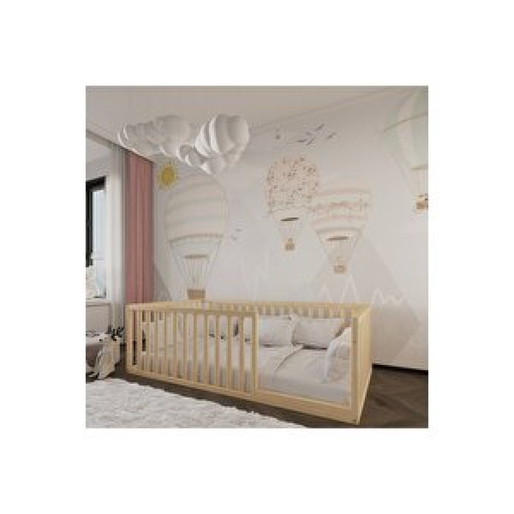 Wood and Montessori Montessori Doğal Ahşap Çocuk Yatağı 60 Cm Yükseklik 70x130 cm Bebek Karyolası Fiyatı