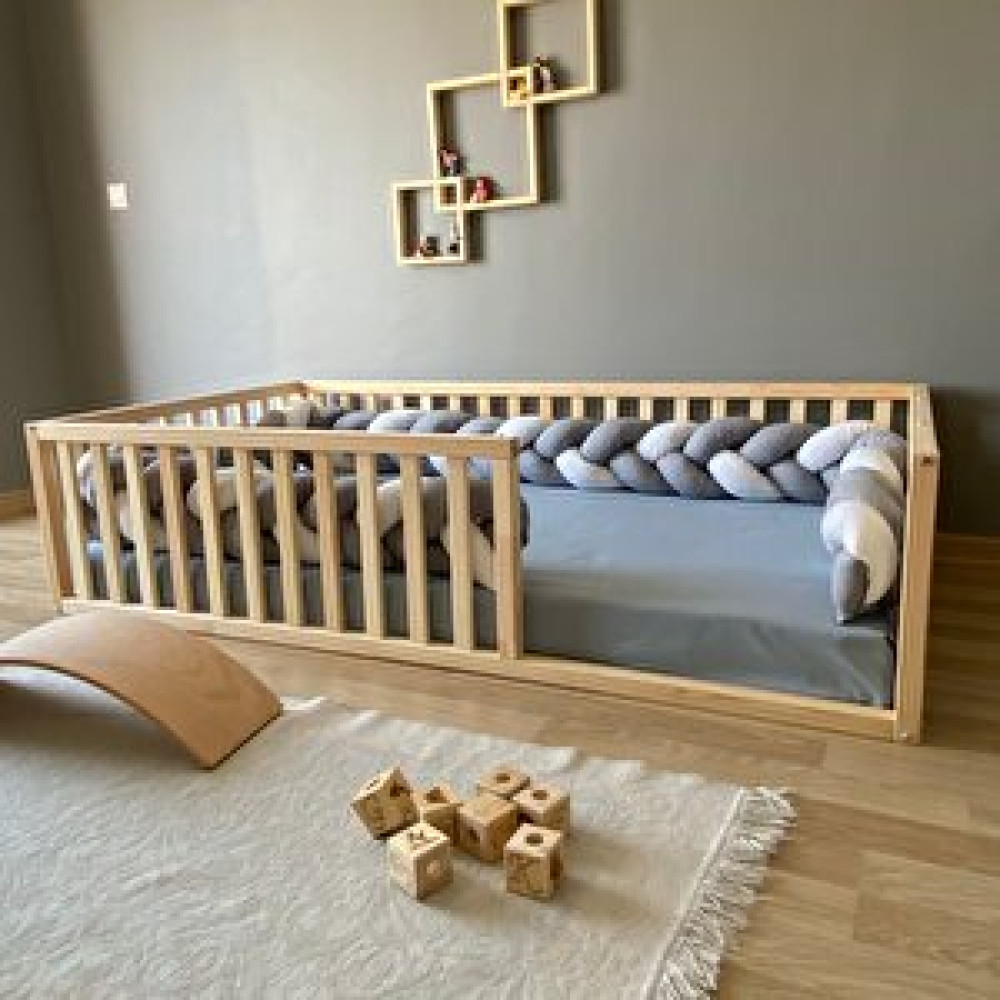 Wood and Montessori Montessori Doğal Ahşap Çocuk Yer Yatağı Bebek Karyolası Fiyatı
