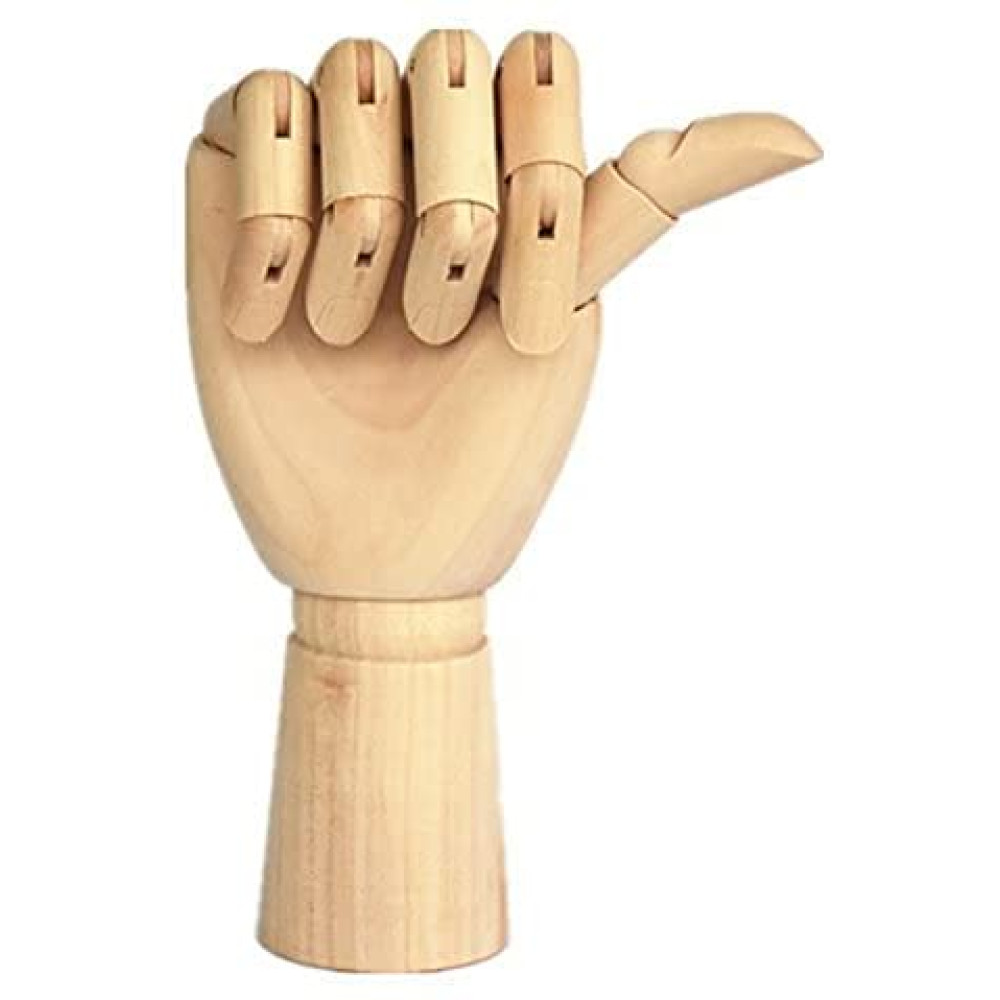 Wood Artist Drawing Manikin Articulated Mannequin with Wooden Flexible Fingers 10" Left Hand (10 inches-The Right Hand)