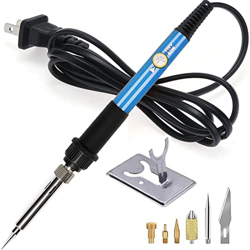 Wood Burning Kit, WoodBurning Tool Adjustable Temperature 200~450 ℃ Pyrography Kit for Adults Beginners (Bue)